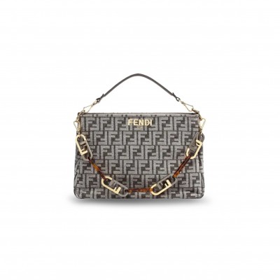 FENDI O'LOCK FABRIC WITH COW LEATHER ONE SHOULDER HANDBAGS 8BR805ALFVF1IQQ (35*23*14cm)